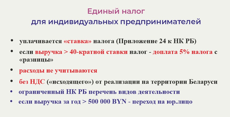 Единый налог для ИП в Беларуси